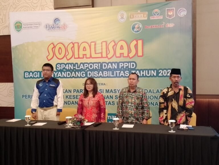 Setarakan Pelayanan Publik, Diskominfo Sosialisasikan SP4N-Lapor! ke Penyandang Disabilitas
Telah dibaca : 827 Kali.
Dinas Komunikasi dan Informatika (Diskominfo) Provinsi Kalimantan Timur (Kaltim) mensosialisasikan aplikasi Sistem Pengelolaan Pengaduan Pelayanan Publik Nasional Layanan Aspirasi dan Pengaduan Online Rakyat! (SP4N-Lapor!).