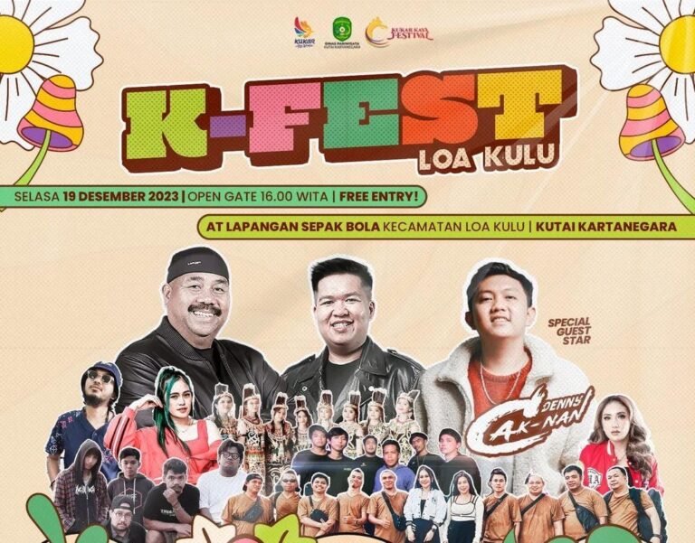 Penyanyi dan pencipta lagu pop Jawa dan koplo terkenal Denny Caknan, kembali menyapa Kabupaten Kutai Kartanegara (Kukar) untuk memeriahkan K-Fest 2023.