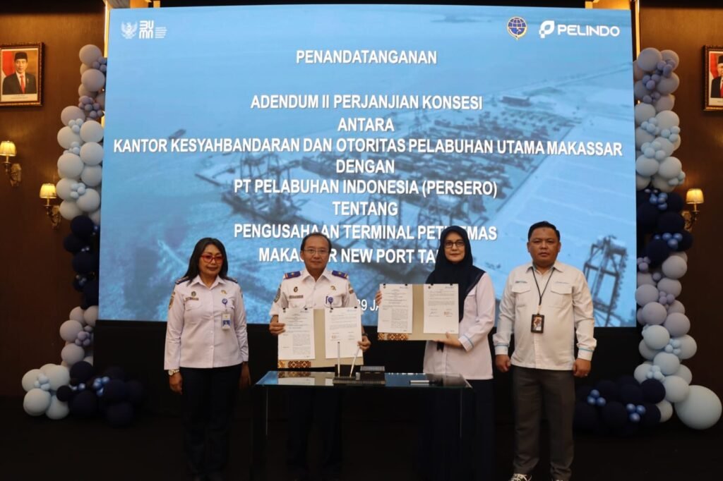 Direktorat Jenderal Perhubungan Laut, Kementerian Perhubungan dan PT. Pelabuhan Indonesia (Persero), telah melaksanakan Penandatanganan Addendum II Konsesi Terminal Petikemas Makassar New Port Tahap I.