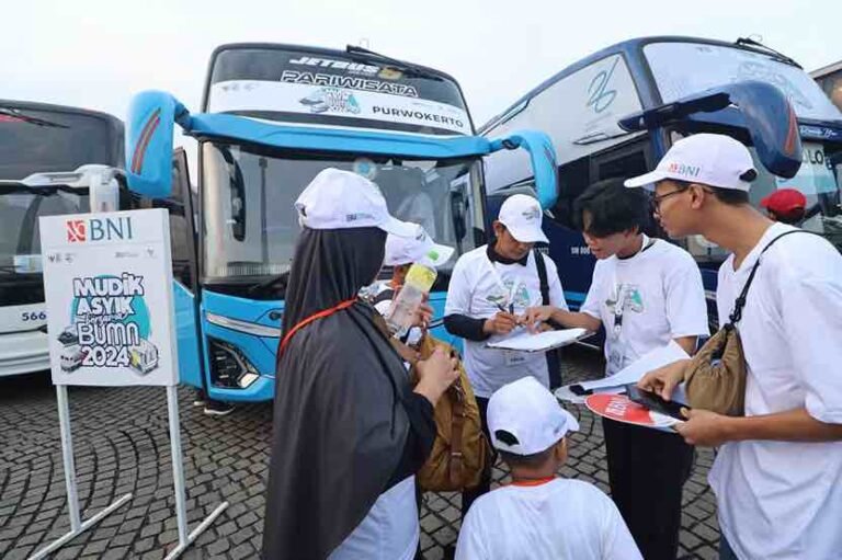 Mendukung kelancaran mudik Lebaran 2024 ,dan berpartisipasi dalam program mudik, PT Bank Negara Indonesia (Persero) Tbk (BNI) ikut dalam program Mudik Asyik Bersama BUMN.