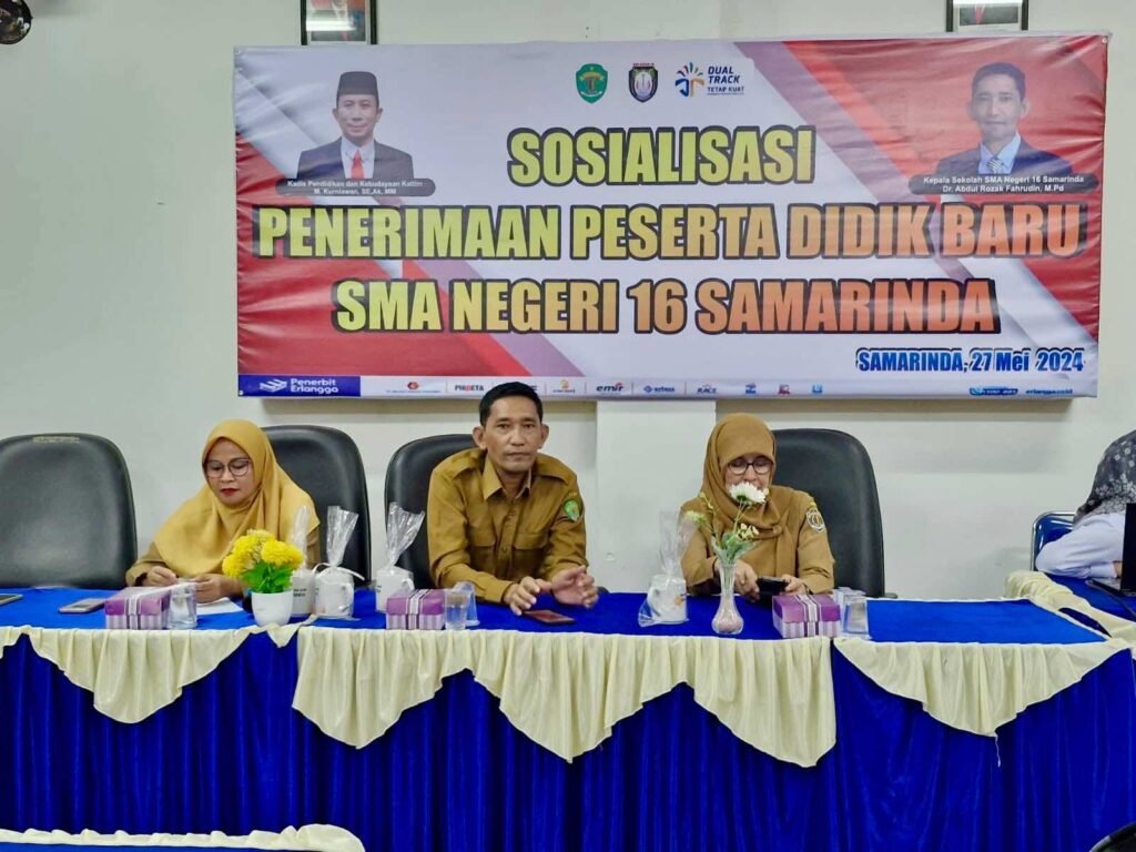 SMA Negeri 16 Samarinda menggelar sosialisasi Penerimaan Peserta Didik Baru (PPDB) 2024, yang dipimpin langsung oleh Kepala Sekolah Abdul Rozak Fahrudin.