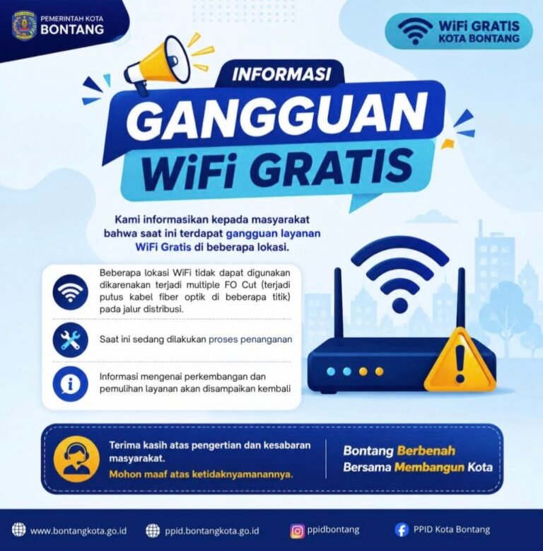 WiFi Gratis di Sejumlah Kawasan Bontang Gangguan, Akibat Kabel Fiber Optik Terputus
Telah dibaca : 624 Kali.